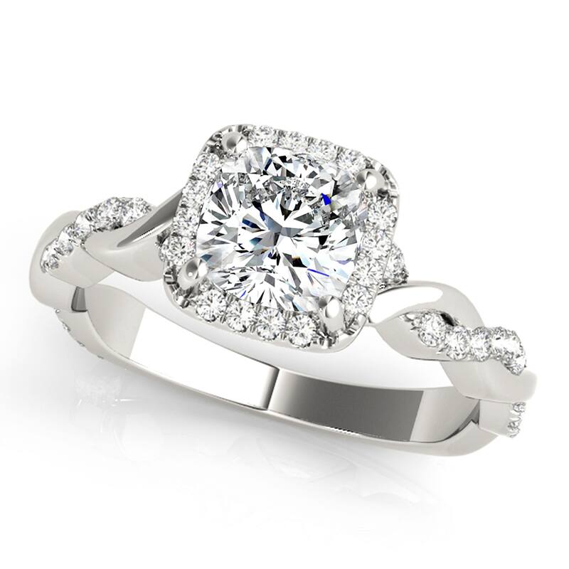 Auriya 14k White Gold Lab Grown Cushion Diamond Halo Engagement Ring 0.50 to 5.00 ct. tw. (F-G VS) - 1.00 ct. center - 5