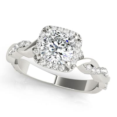Auriya 14k White Gold Lab Grown Cushion Diamond Halo Engagement Ring 0.50 to 5.00 ct. tw. (F-G VS)