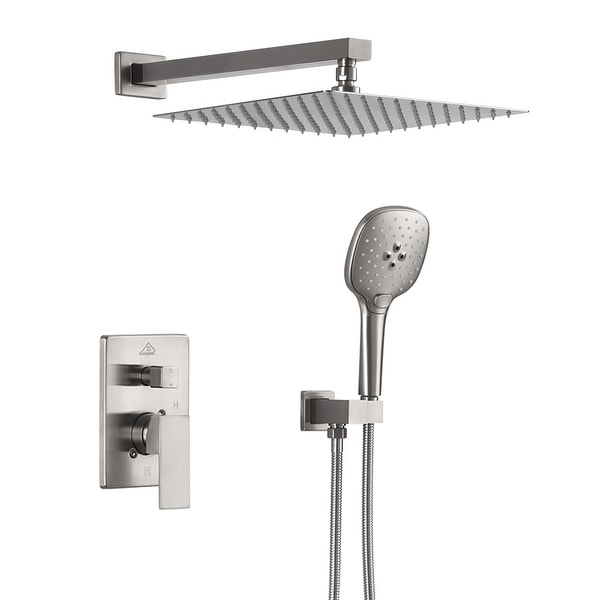 Ceiling Mounted Brushed Nickel Shower Faucet Combo Set 20 Inch Rainfall Shower 