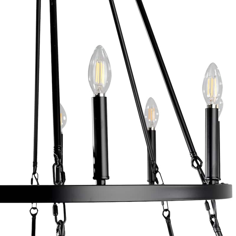 36 - Light Grand Multi Tiered Wrought Iron Chandelier, Candle - Style Lights for High Ceilings - 80.71"
