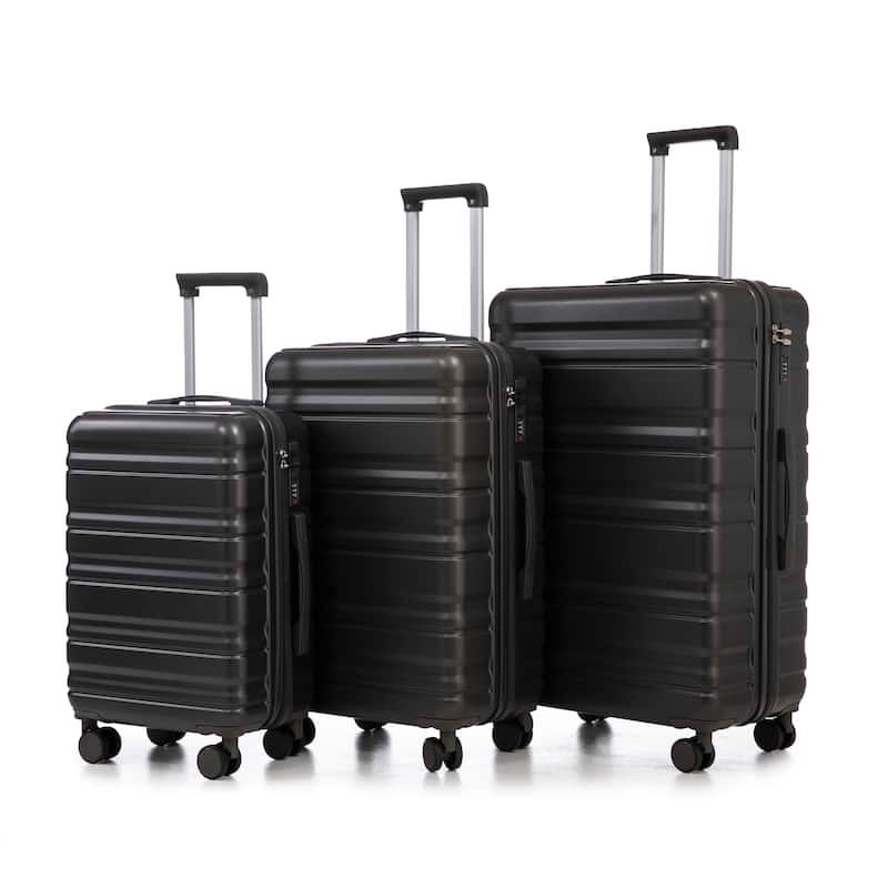 3PCS ABS Carry on Suitcase with Combination Lock - Dark Gray