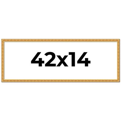 42x14 Frame Gold Real Wood Picture Frame Width 1 inches | Interior