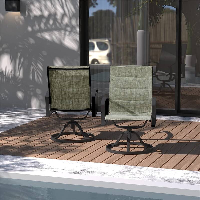 Outdoor Patio Dining Swivel Chairs Set of 2 with Textilene Mesh Fabric