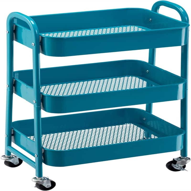 3 Tier Metal Utility Cart - 11.42"D x 15.35"W x 30"H