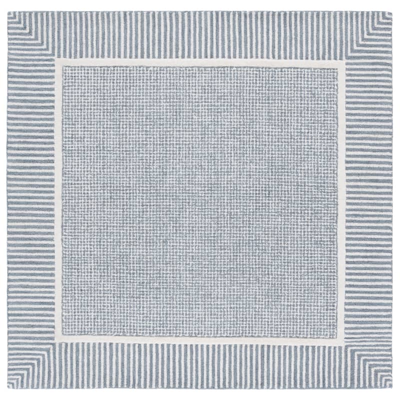 SAFAVIEH Handmade Pine Nata Modern Wool Rug - 6' Round - Blue/Ivory