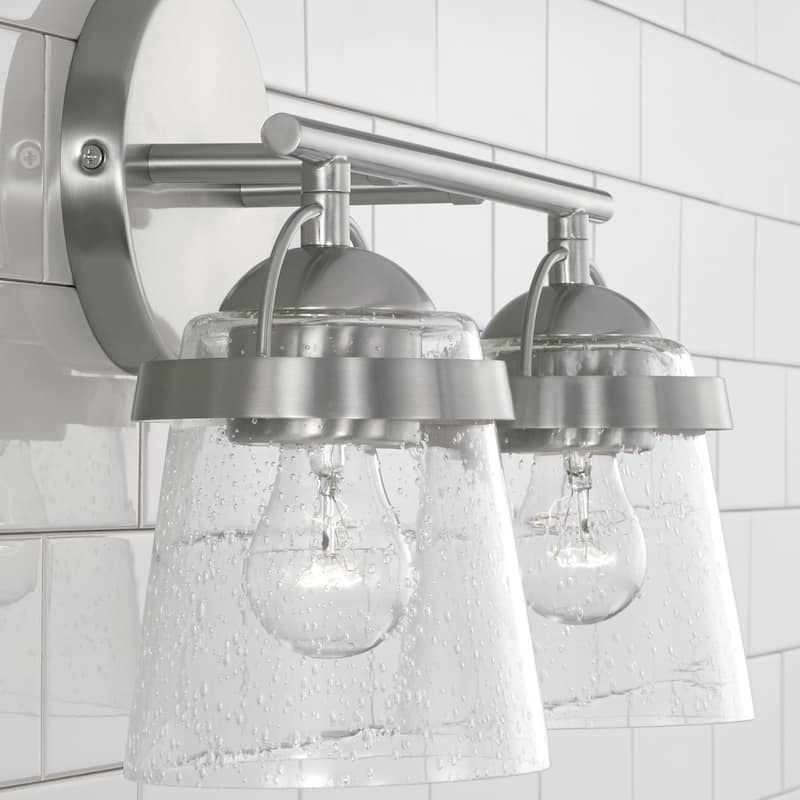 Madison 2-light Bath/ Vanity Fixture w/ Clear Seeded Glass