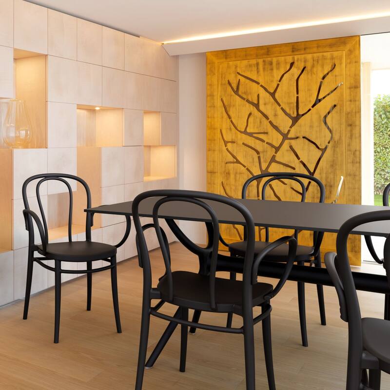 33.5" Black Stackable Patio XL Dining Armchair