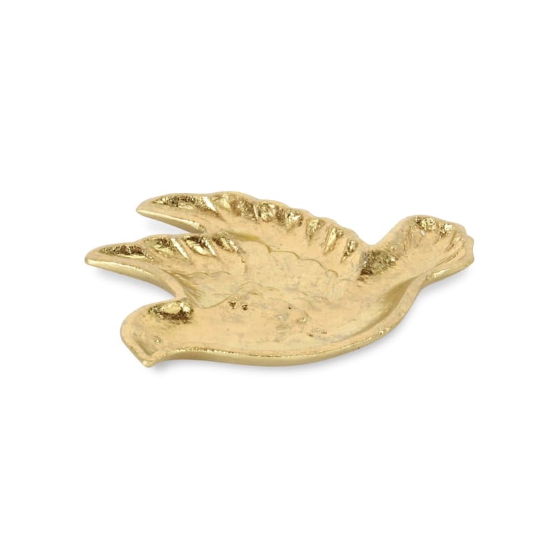HomeRoots 7" Gold Cast Iron Dove Handmade Trinket Tray