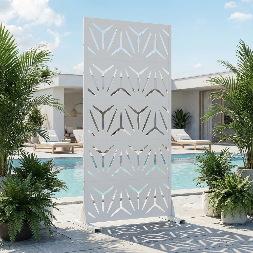 72" H×47"W Dovelina Black Outdoor Freestanding Metal Privacy Screen Decorative Garden Fence