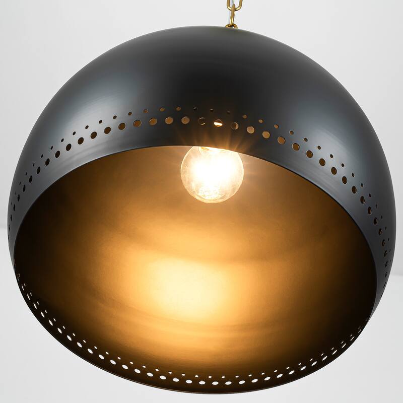1-Light Modern Black/White Dome Pendant Kitchen Island Light