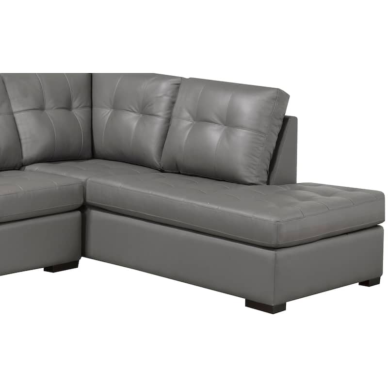 Liam Top Grain Leather Tufted Sectional Chaise Sofa