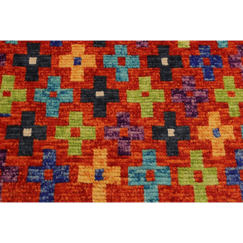 Boho Chic Balochi Tanner Rust/Gray Hand Knotted Wool Rug - 5'6'' x 7'9''
