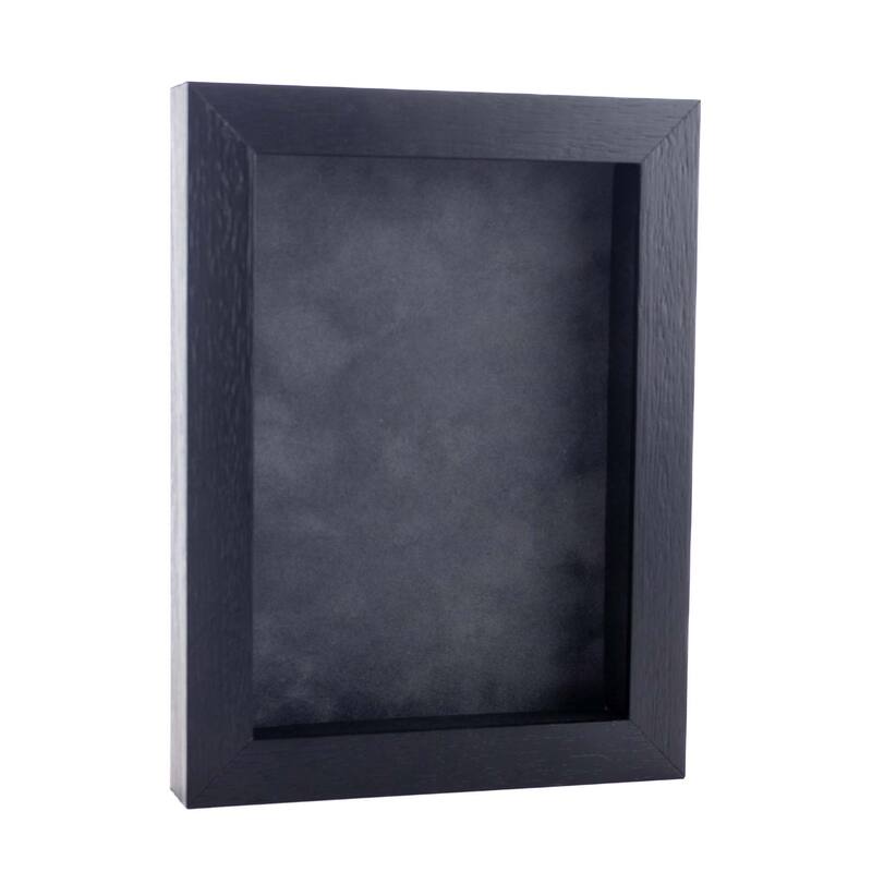 16x24 Shadow Box Frame Textured Black Wood Includes a Dark Grey Real Suede Texture Acid-Free Backing Board - Holds 16x24 Photo