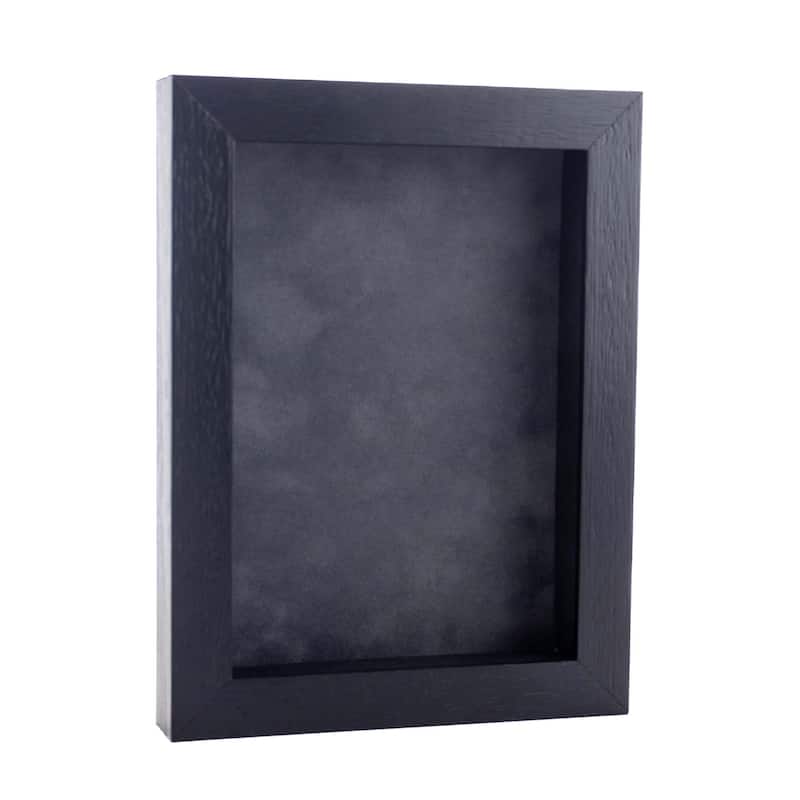 24x30 Shadow Box Frame Textured Black Wood Includes a Dark Grey Real Suede Texture Acid-Free Backing Board - Holds 24x30 Photo