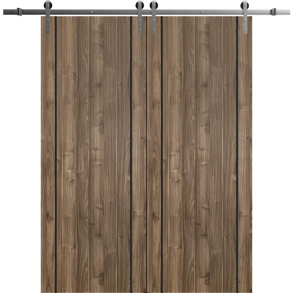 Sturdy Double Barn Door 36 x 80 with Planum 0016 White Silk with 13FT