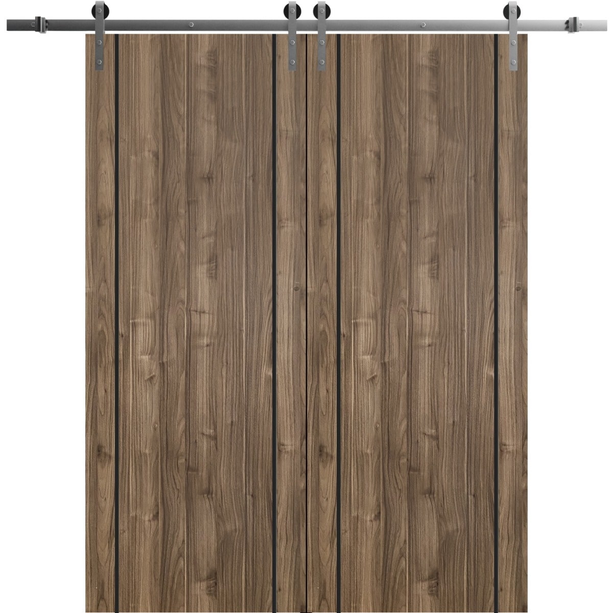SartoDoors Planum 0016 | Closet Door Double Barn Door | Solid Wood | Hardware Set | 36x80, White Silk Bedroom Door Bathroom Door