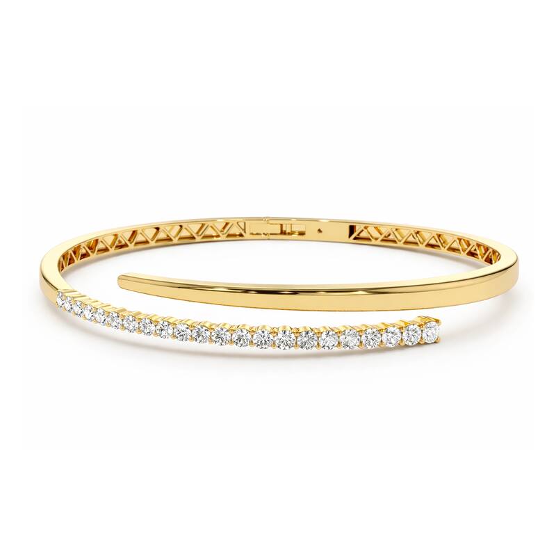 Auriya 14K Gold Pavé Lab Grown Diamond Bangle Bracelet 1.00ct. tw. (F-G, VS) - White - Yellow
