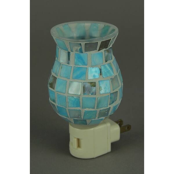 Shop Iridescent Blue Mosaic Glass Shell Plug In Night Light