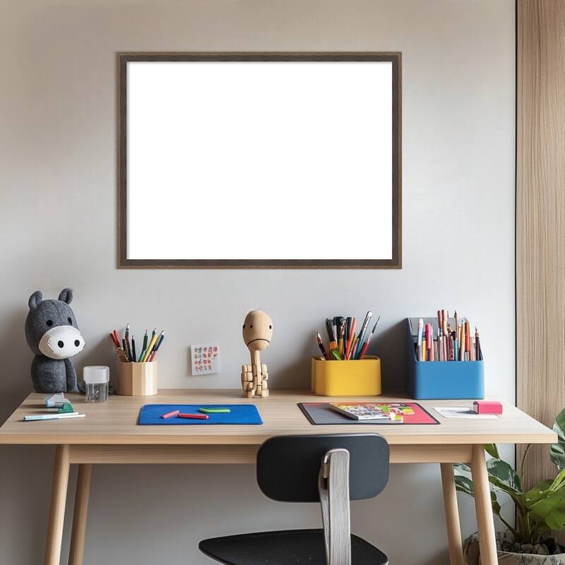 Amanti Art Hardwood Wedge Mocha Framed Dry Erase Magnetic Board