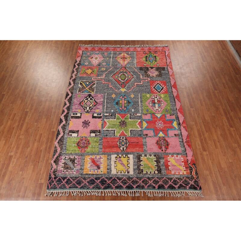 Geometric Moroccan Oriental Area Rug Handmade Tribal Wool Carpet - 8'5" x 12'9"