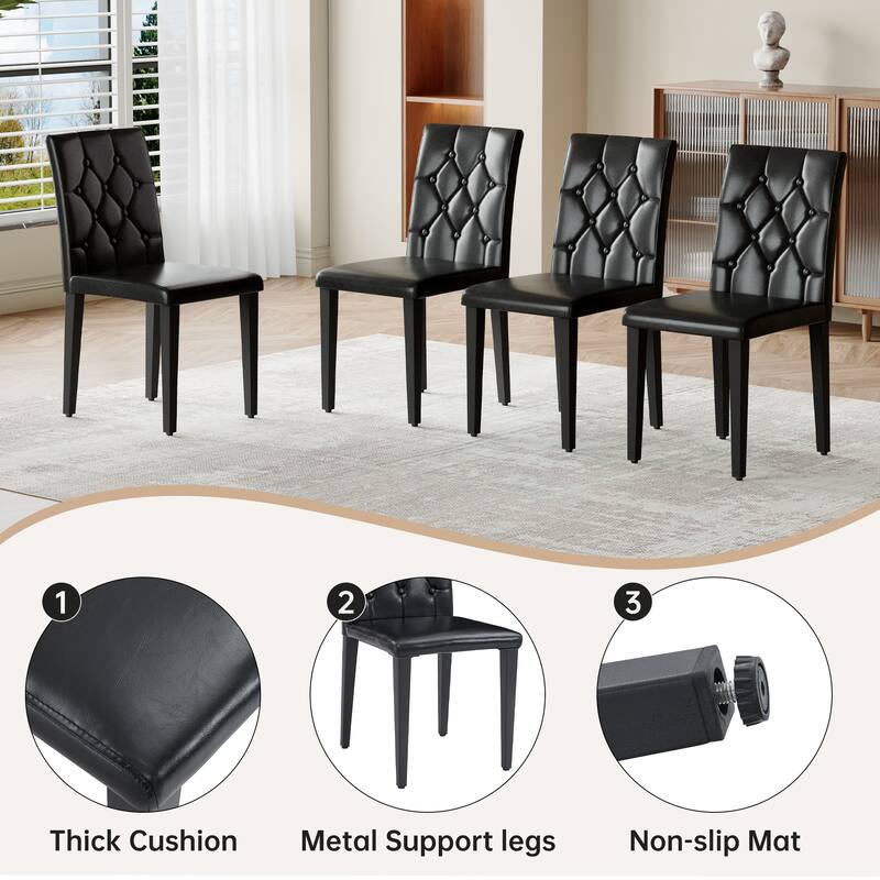 5-Piece Minimalist Retro Dining Table Set, Textured MDF Table & 4 Ergonomic PU Chairs, Fashion Design