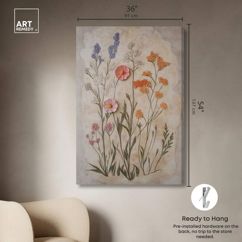 Sculpted Flora Frieze I Canvas by Art Remedy, Gallery Wrapped