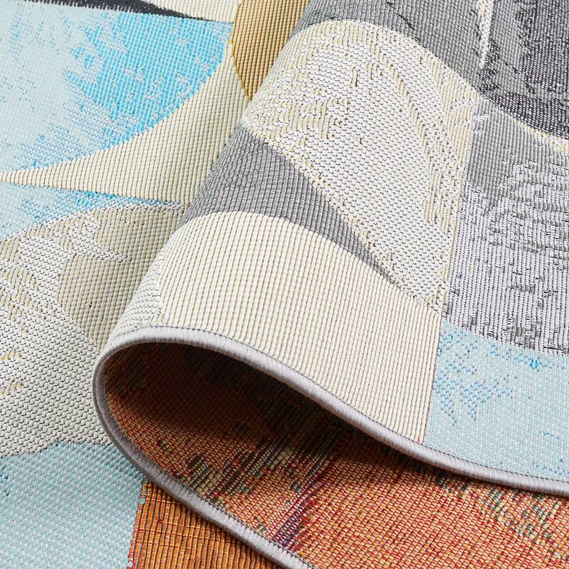 SAFAVIEH Barbados Nery Mid-Century Modern Abstract Waterproof Patio Backyard Rug