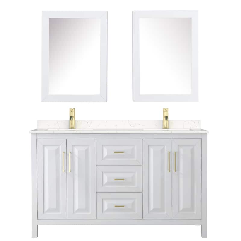 Daria 60 Inch Double Vanity, Cultured Marble Top, Medicine Cabinets