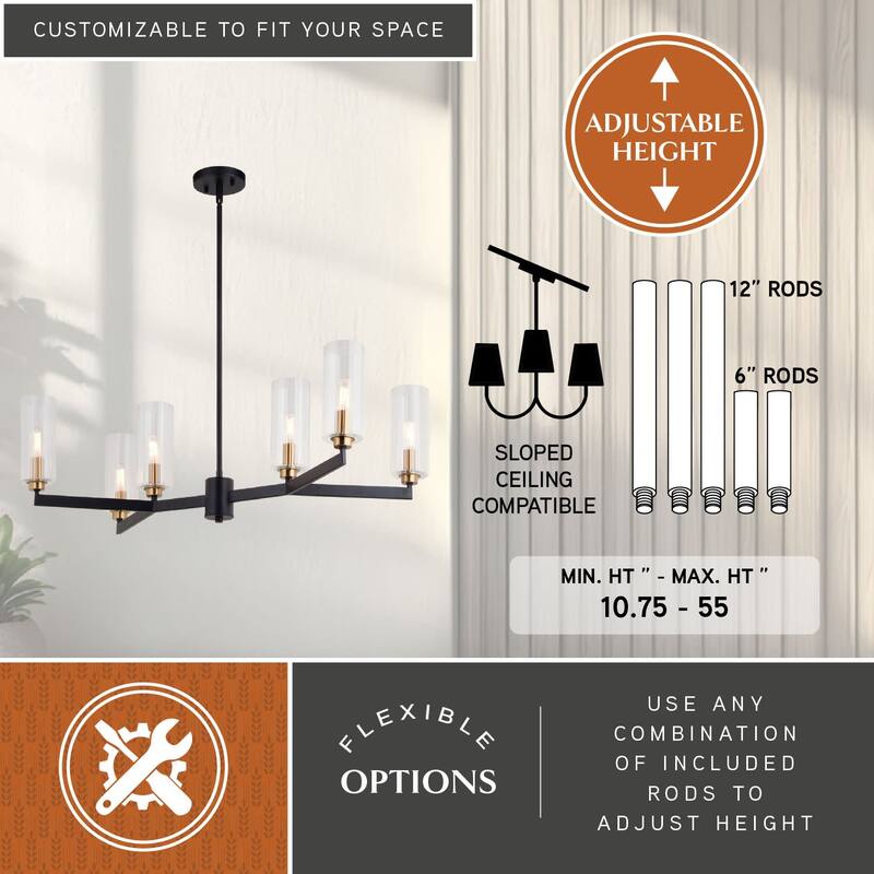 Vaxcel Lighting H0300 6 Light 32" Wide Chandelier