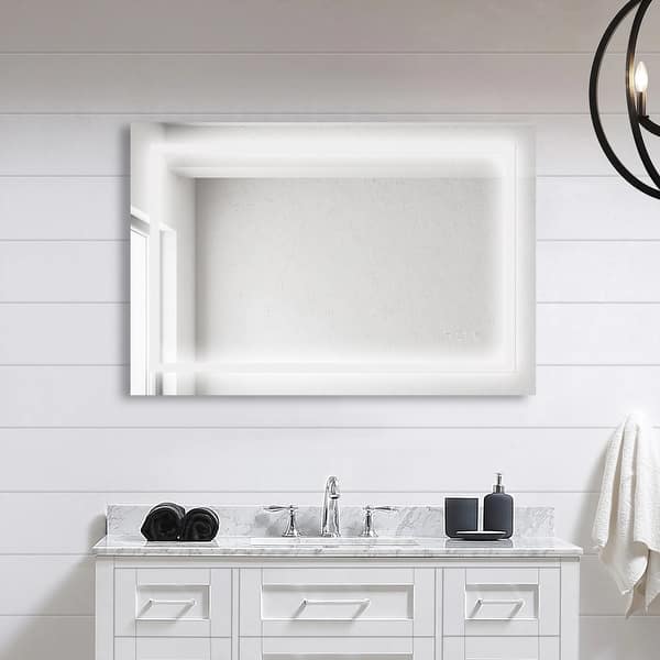 LED Dual Color Temperature Defogging Bathroom Mirror Bed Bath