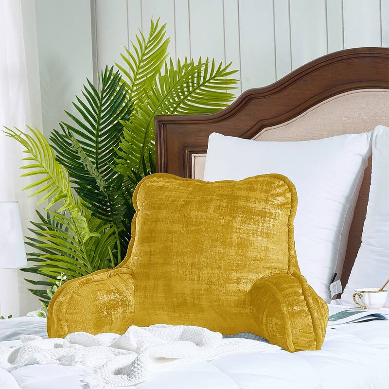 Textured Velvet Bedrest Reading Pillow Cover & Filling - Sulphur