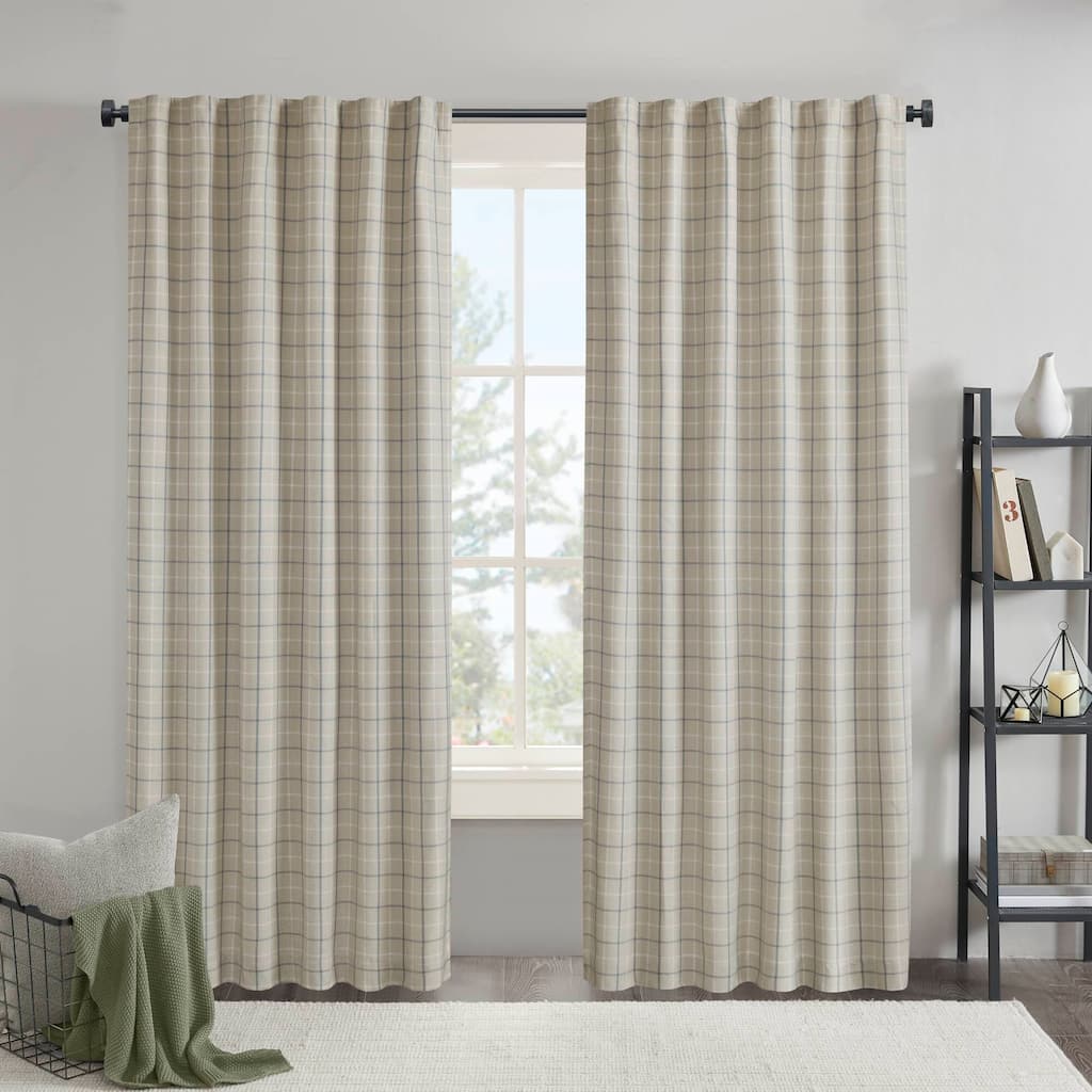 Plaid Rod Pocket and Back Tab Curtain Panel