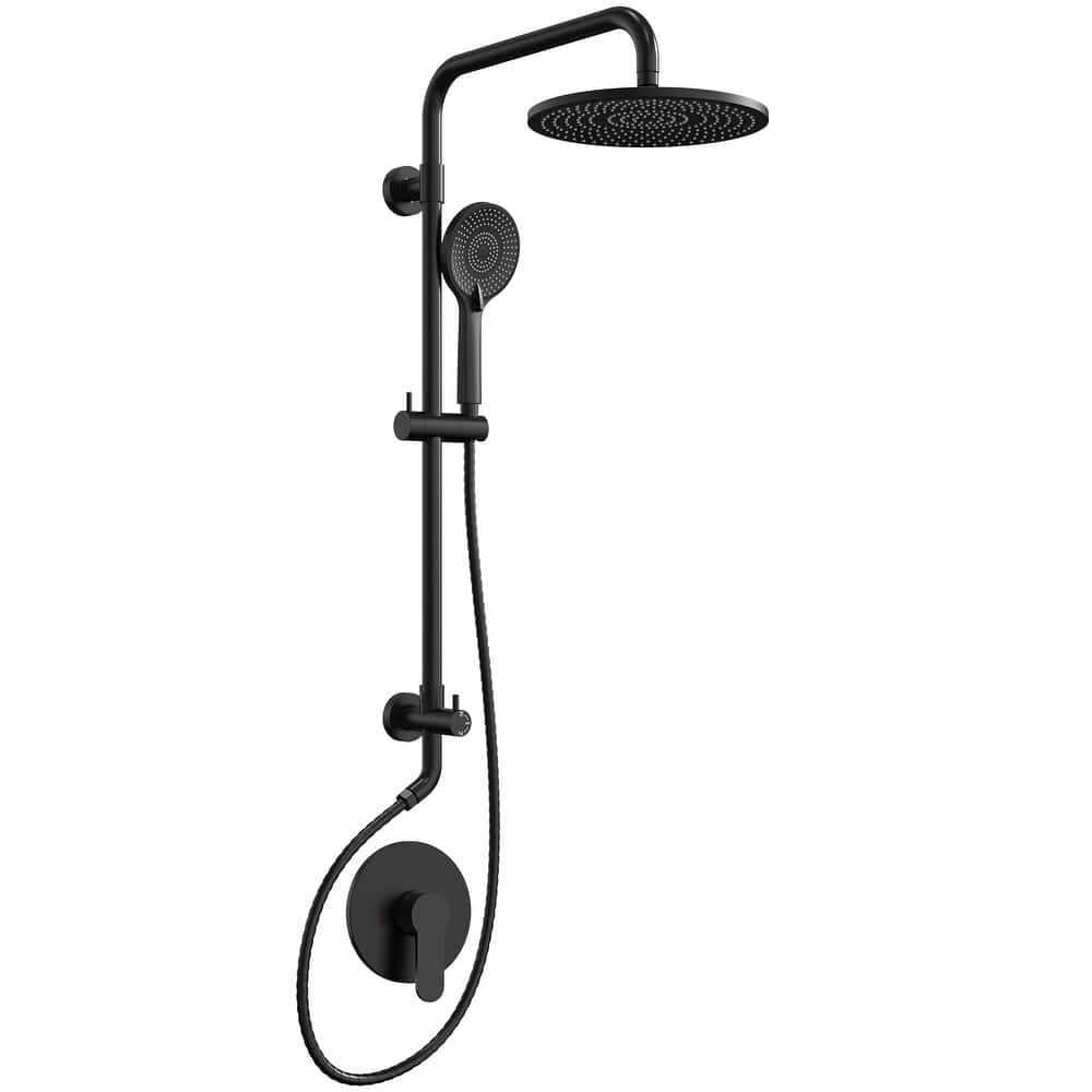 Wall Mount Pressure-Balanced Shower System 10"Rainfall Shower Head with Slider Bar Handheld