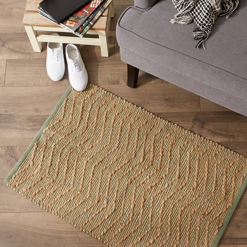 DII Black With Natural Jute Chevron Hand-Loomed Rug - 2' x 3' Oval