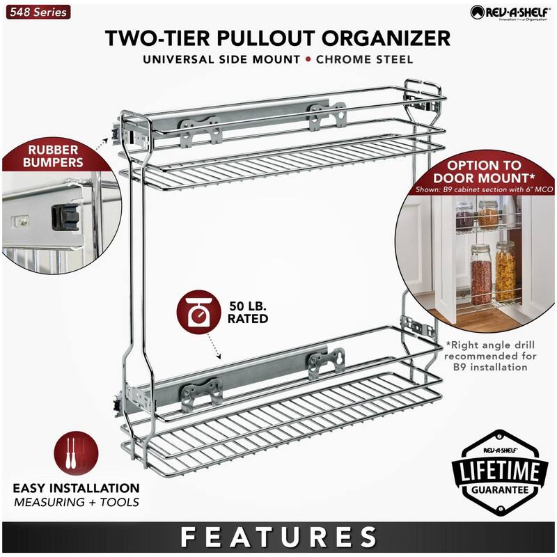 Rev-A-Shelf 548-06-1 Sink Classics 5-1/2"W Steel Frame Two Tier Side