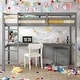 preview thumbnail 1 of 18, Twin Loft Wood Bed with Under-bed, Built-in Desk, a Storage Cabinet of 2 Drawers, Guardrails, Ladder Grey
