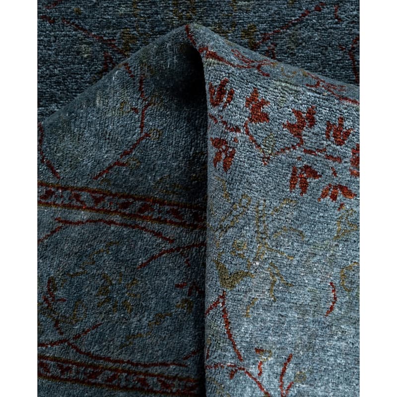 Overdyed One-of-a-Kind Hand-Knotted Runner Rug - Blue - 2' 7" x 4' 6"