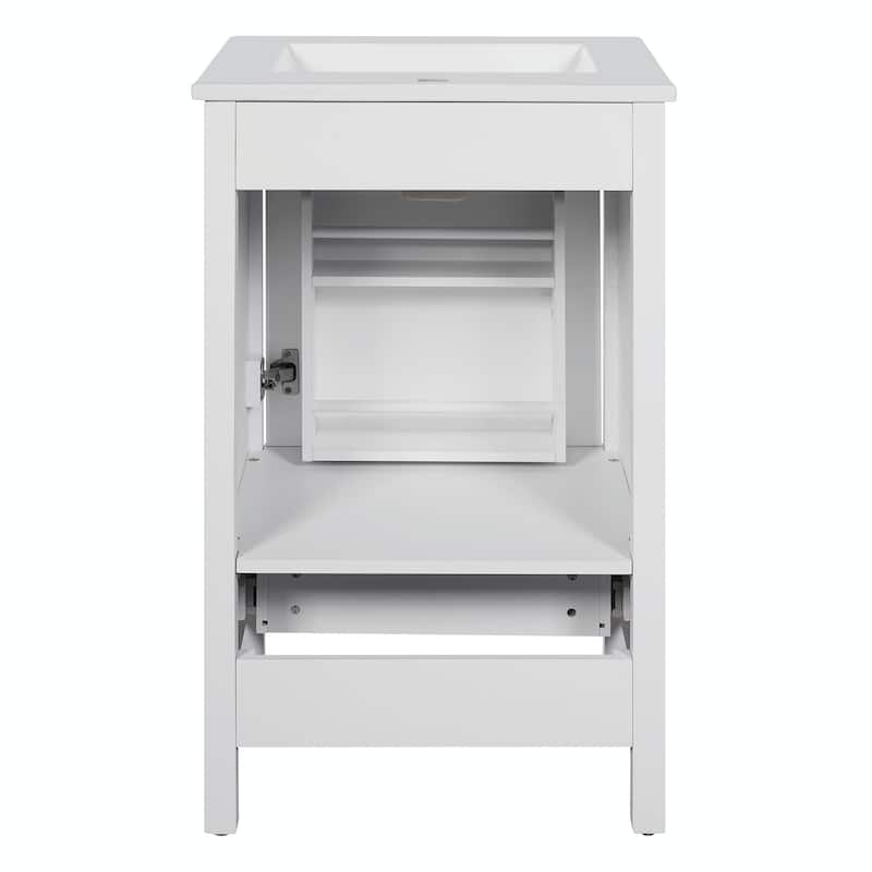 Modern Bathroom Vanity with Ceramic Sink - Soft-Close Drawers, Door Organizer, Divider Drawer