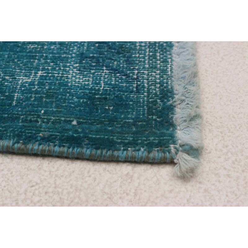 ECARPETGALLERY Hand-knotted Color Transition Turquoise Wool Rug - 6'6 x 9'1