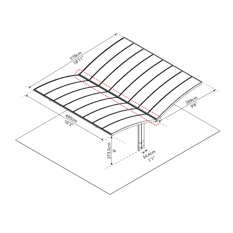 Arizona Breeze/Wave Gray Double Wings Shape Carport with Solid Roof Panels - 19 ft. x 16 ft. Arch - Arizona Wave double