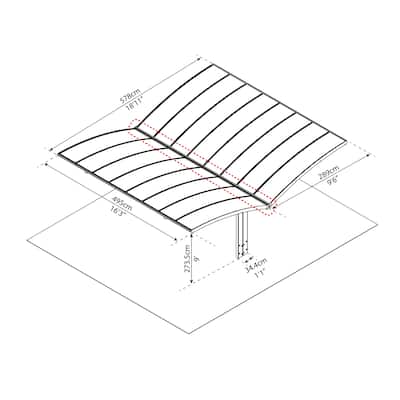 Arizona Breeze/Wave Gray Double Wings Shape Carport with Solid Roof Panels