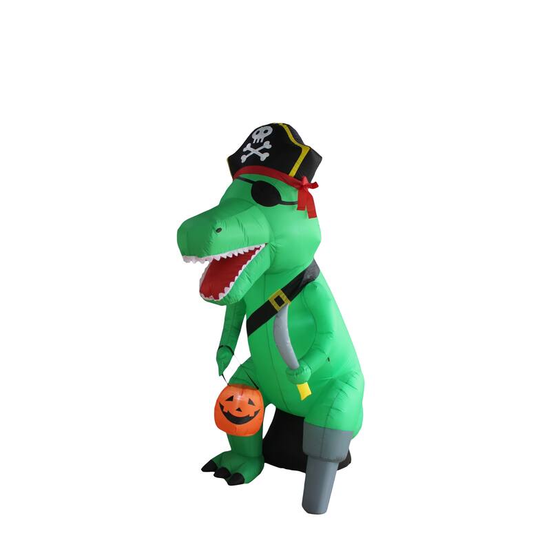 A Holiday Company 8ft Inflatable Dino Pirate, 8 ft Tall, Multi