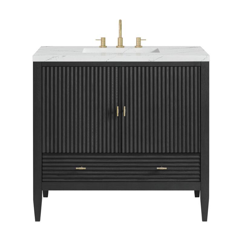 James Martin Vanities 485-V36-3ENC Myrrin 36" Single Basin Wood Vanity - Carbon Oak