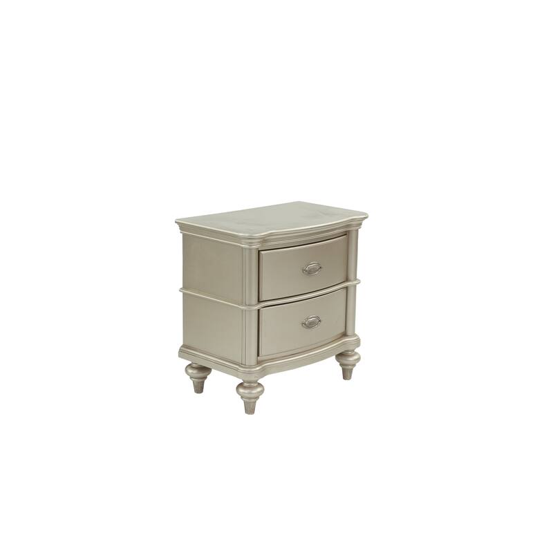 Wooden Nightstand in Champagne, Stylish Bedroom Storage Table, 28" x 17" x 28"H