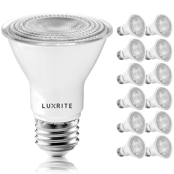 Mod suspendere Den aktuelle Luxrite 12 Pack PAR20 LED Spotlight Bulb 7W=50W, Dimmable, Indoor Outdoor,  500 Lumens, Wet Rated, E26 Base UL Listed - On Sale - - 33443325