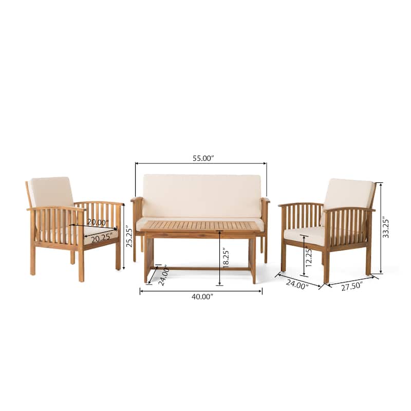 Christopher Knight Home Carolina 4-Piece Outdoor Acacia Sofa Set - Stylish & Cozy Patio Seating