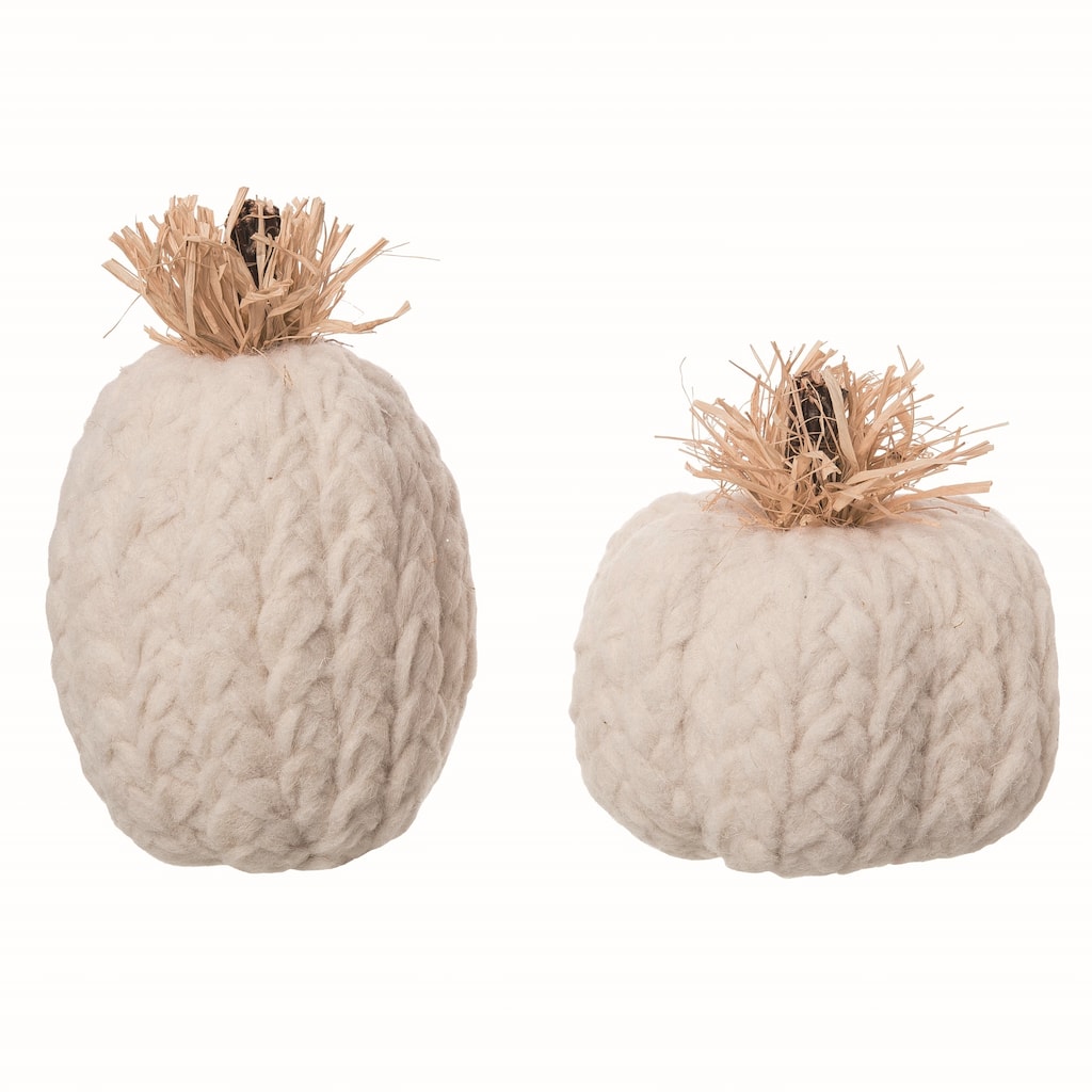 Transpac Foam 8.27 in. Off-White Harvest Cozy Pumpkins Set of 2