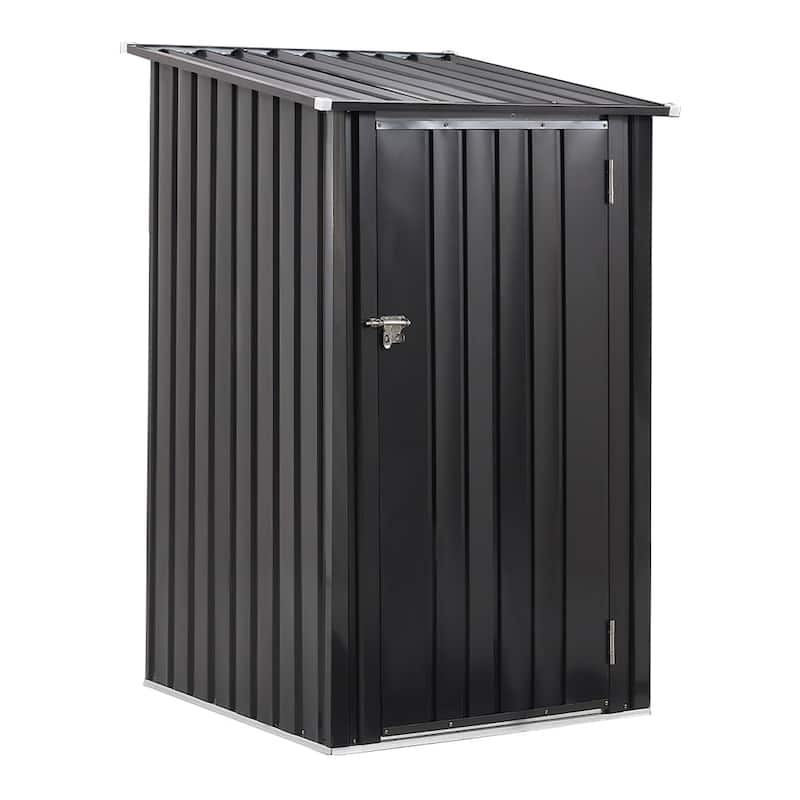 3 ft. x 3 ft. Outdoor Utility Tool Metal Storage Shed w/Lockable Door - Black
