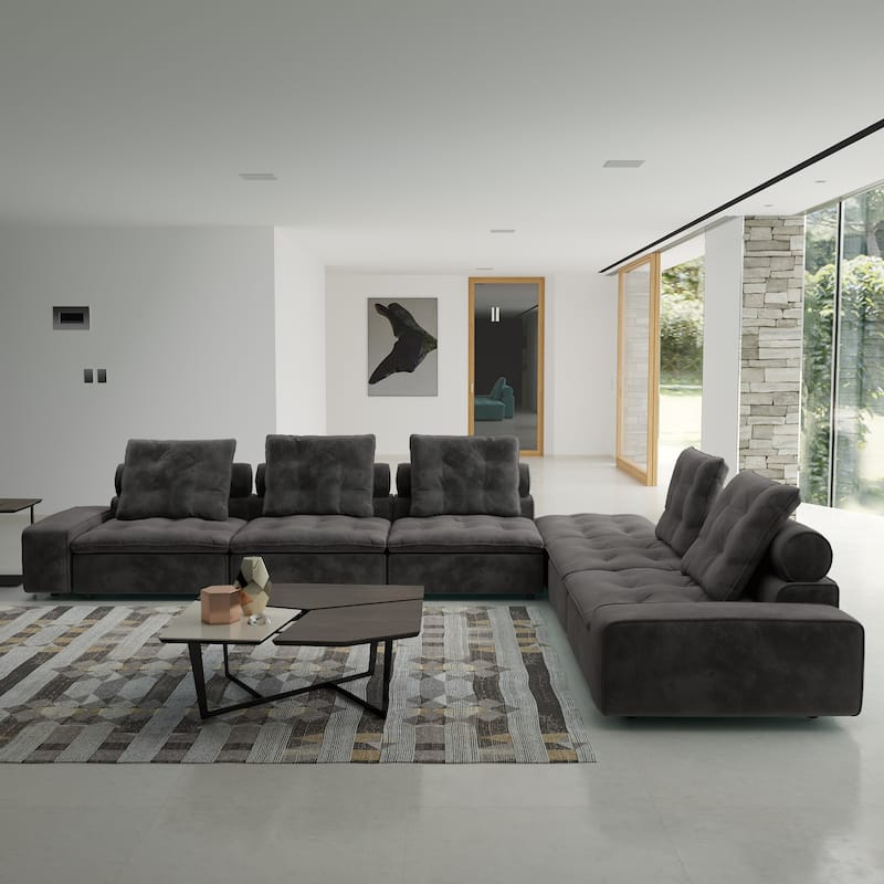161.44" Corner Sectional Sofa Couch Large 5 Seater Cloud Couch with Ottoman Miami Sofa