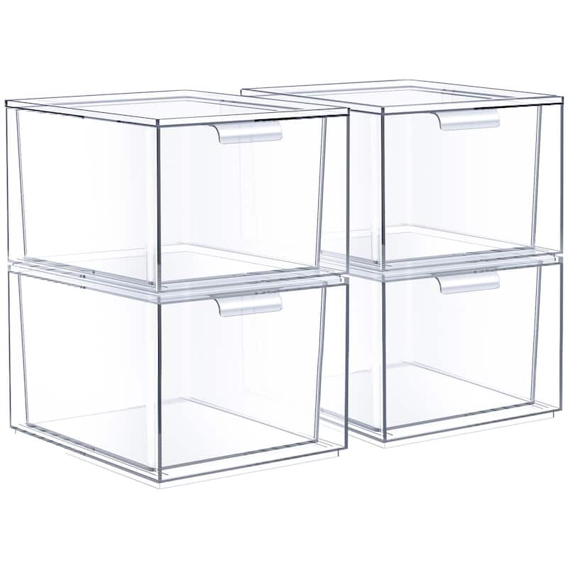 Makeup Organizer Drawers (4 Drawer Set) - Clear - 7.4in x 6in x 4.4in - 7.4in x 6in x 4.4in - Clear